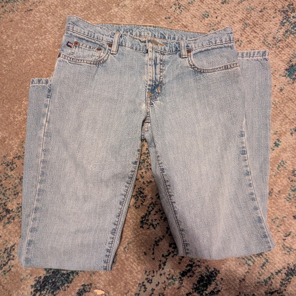 Vintage Ralph Lauren Women's Light Blue Straight Leg Jeans - Picture 5 of 5